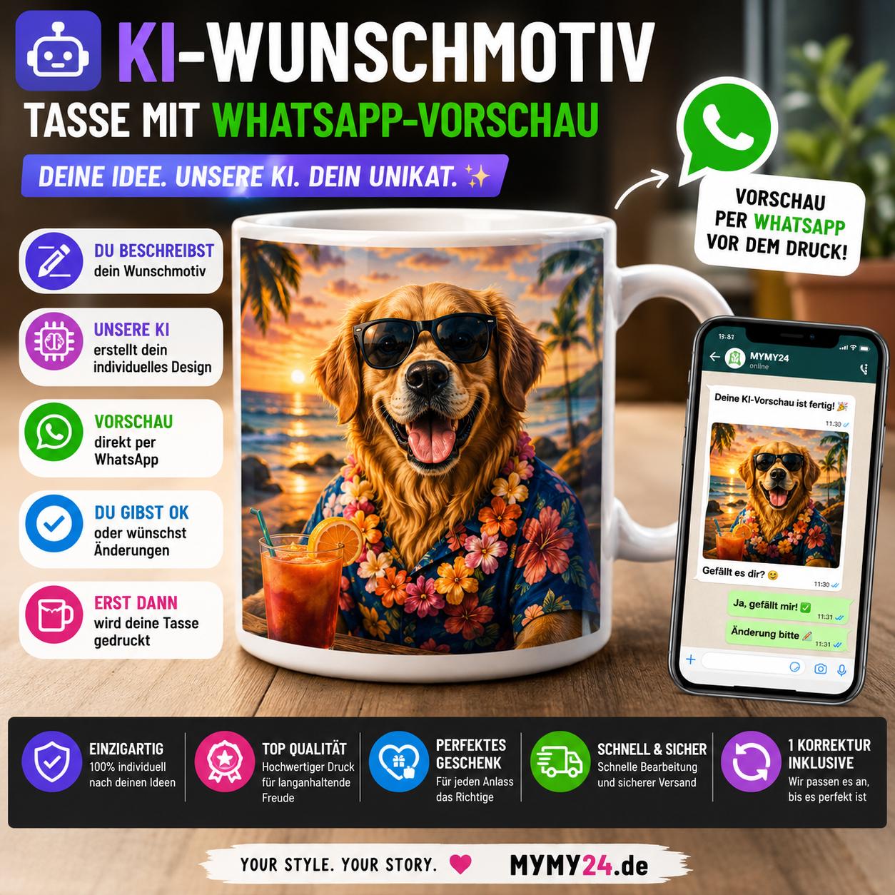 🤖 KI-Wunschmotiv mit WhatsApp-Vorschau